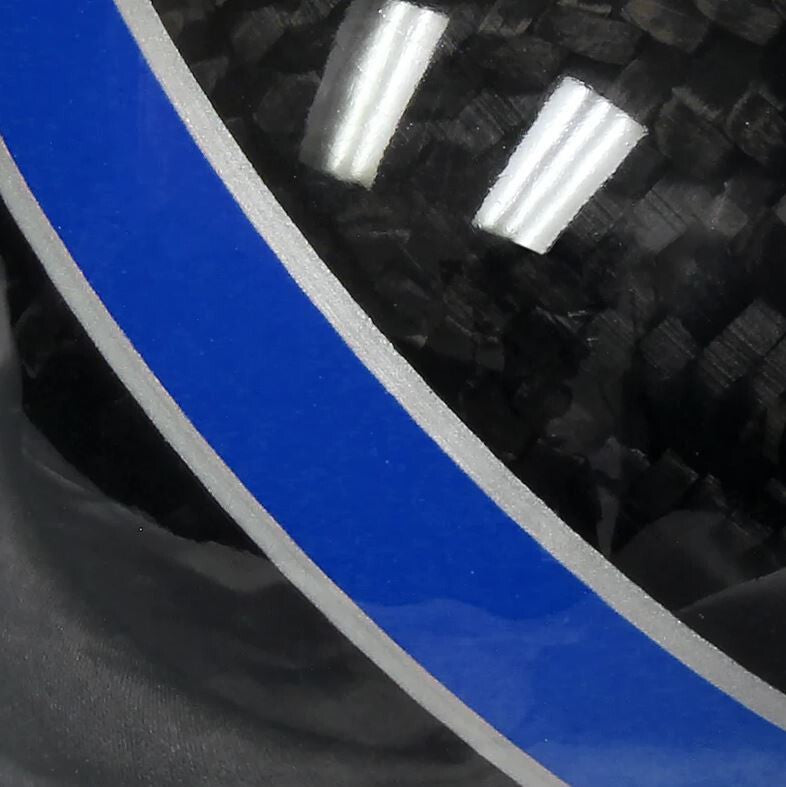 Car Shift Knob 5-speed Mugen, black carbon fiber with blue and silver stitching, for Honda for Acura .