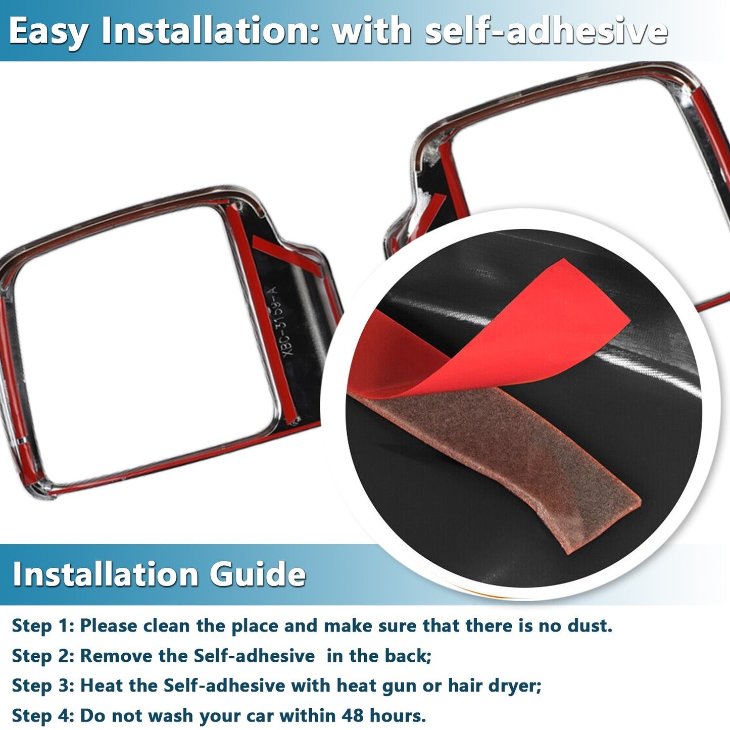 Chrome Side Rearview Mirror Rain Eyebrow Cover Trim for Suzuki for Jimny 2019-2023