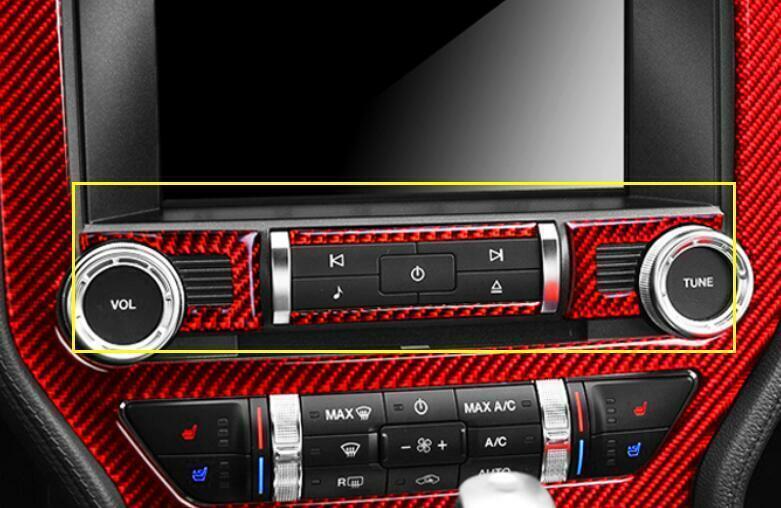 for Ford for Mustang for Shelby 2015-2022 Red Carbon Fiber Middle Console AC Knob Cover