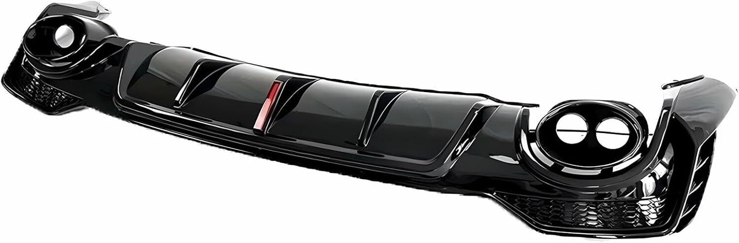 for Audi Q3 S Series 2021 - 2022: Gloss Black Rear Bumper Diffuser Lip Exhaust Tips Q