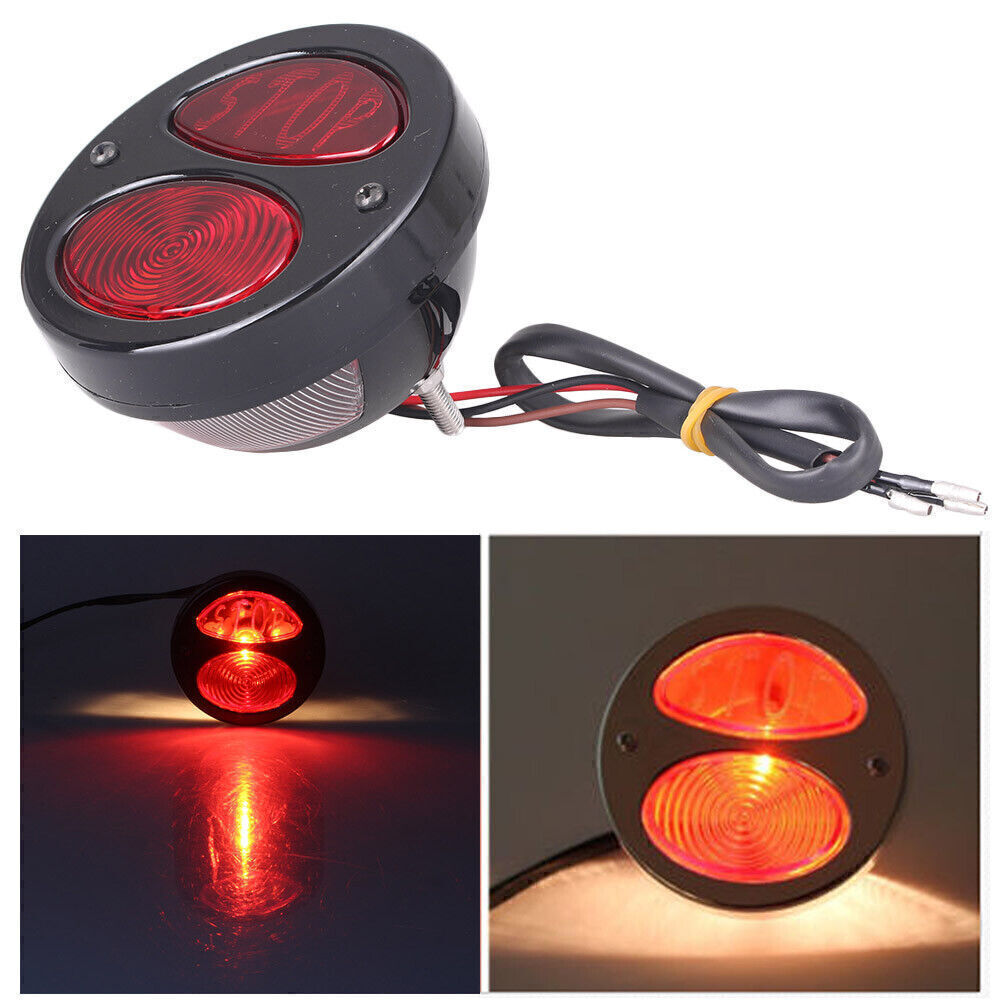 Chrome Black Model A Retro LED Brake Stop Taillight Duolamp Lamp for Harley