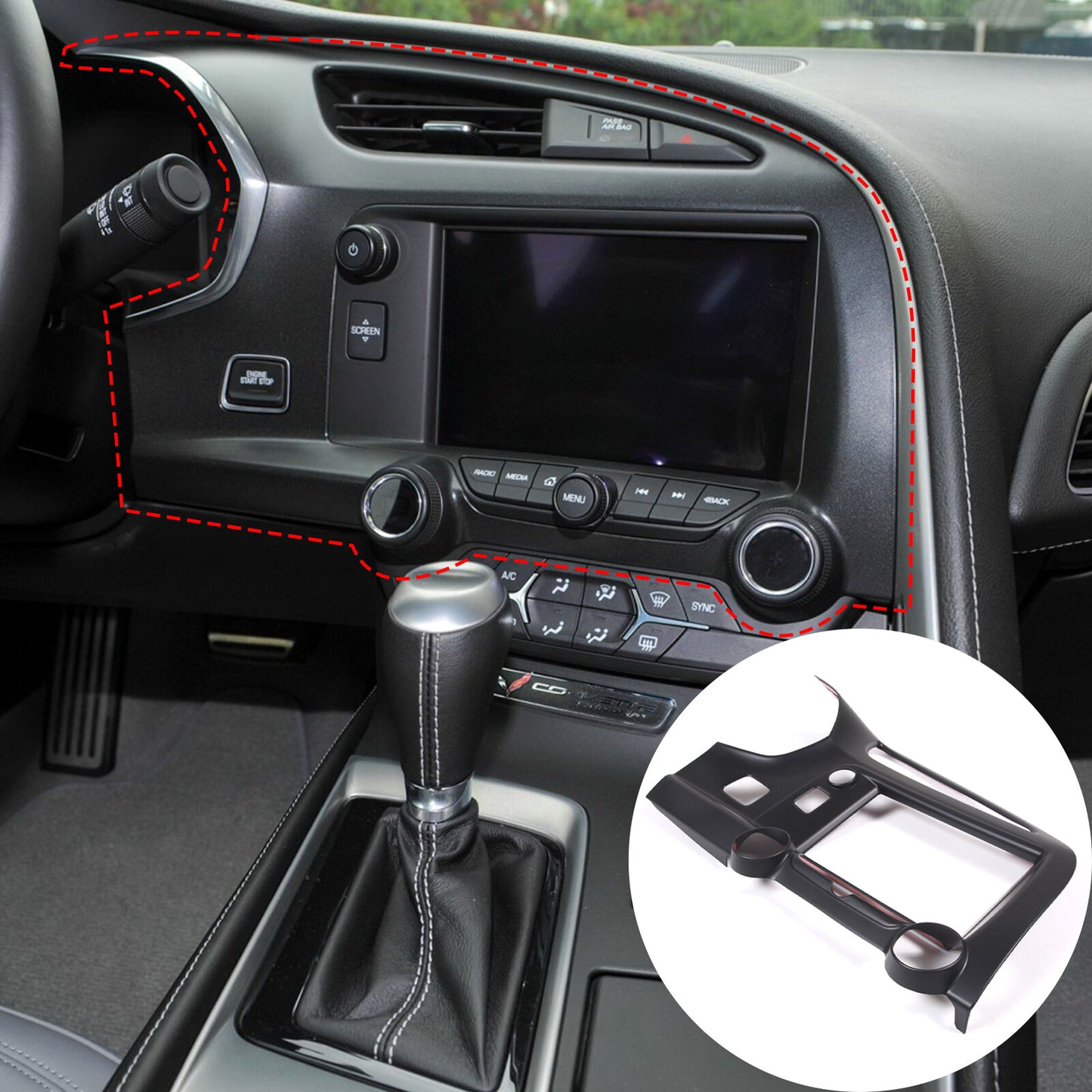 Matte black center control gear shift side cover trim for Hummer H2 2003 - 2007