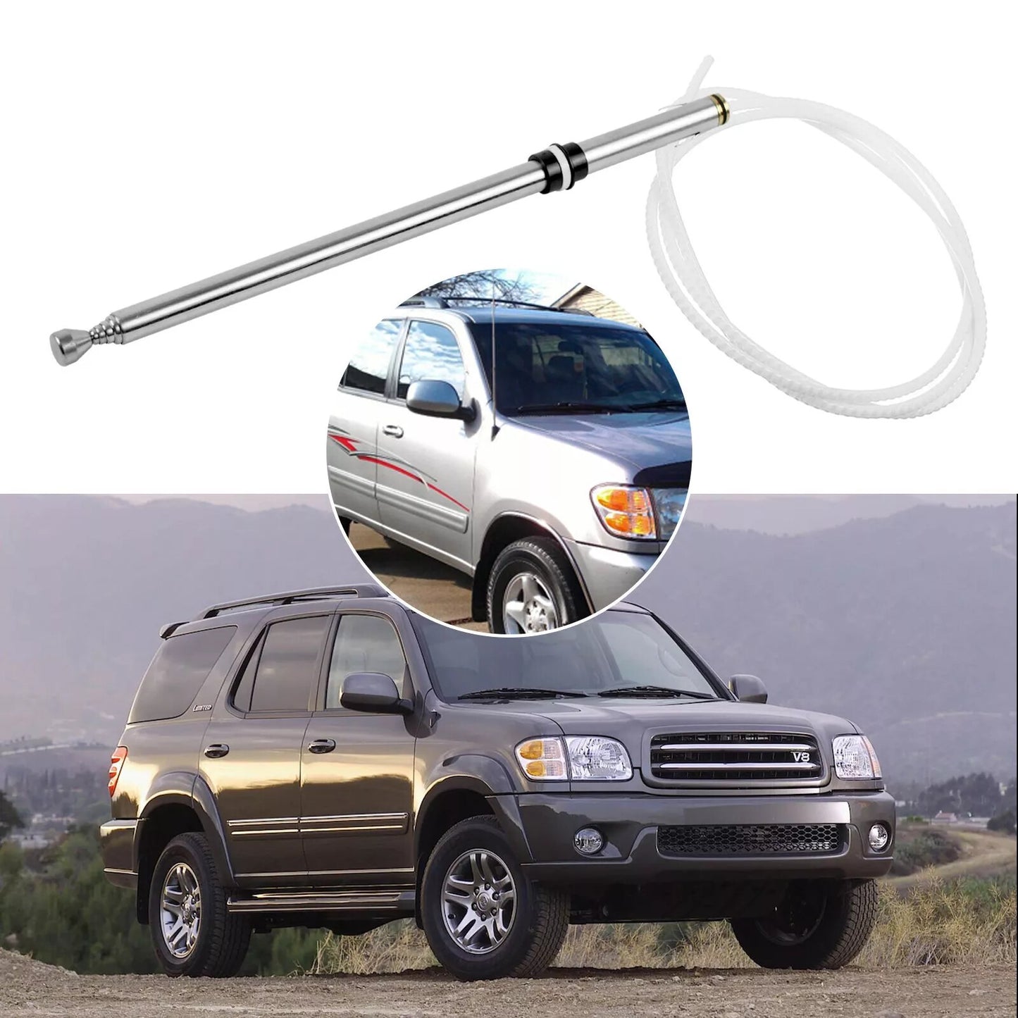 Adjustable Power Antenna Mast Chrome for Toyota Sequoia 2001-2007 86337-AF011 Q