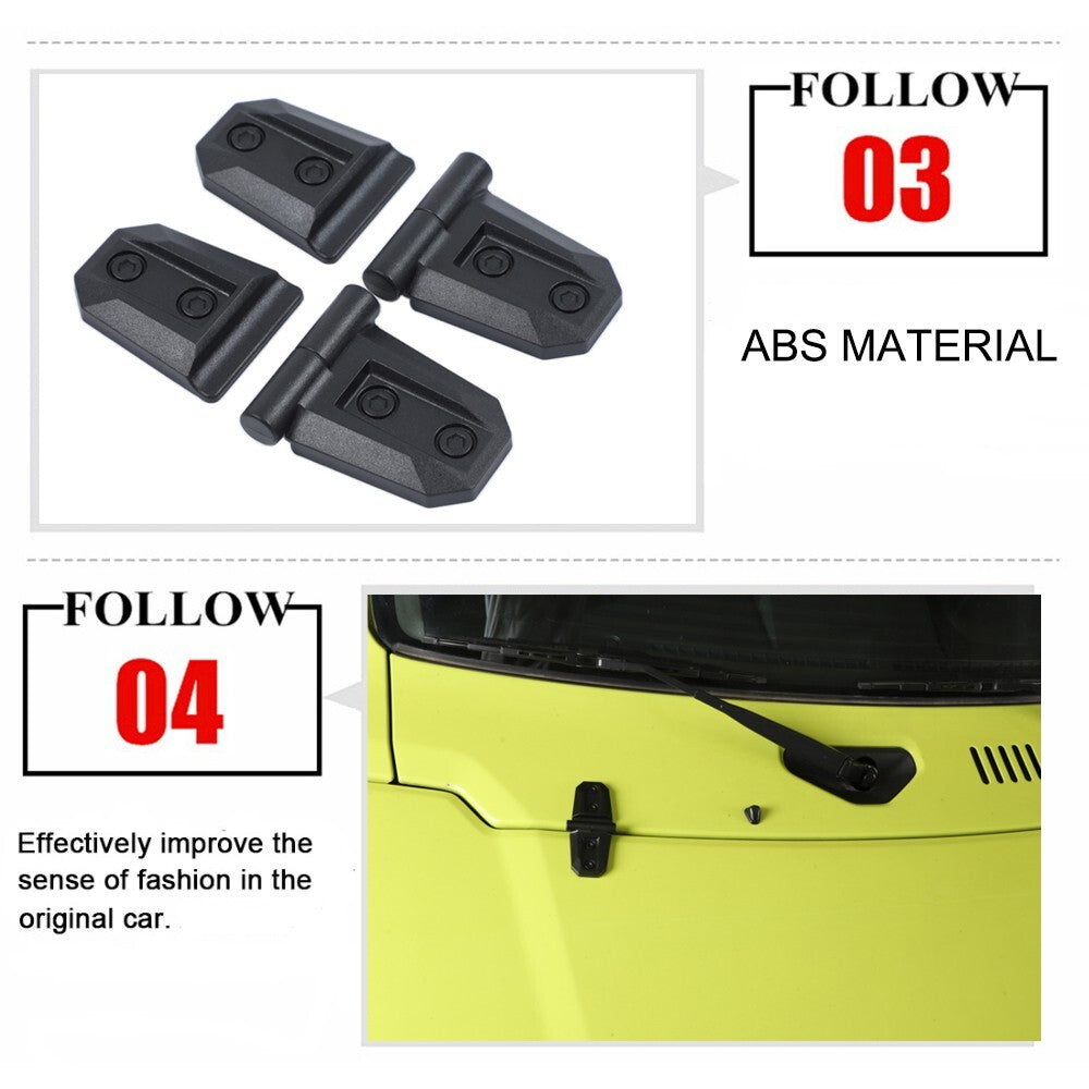 Black ABS Engine Hood Hinge Protective Cover Trim for Suzuki for Jimny 2019-2023