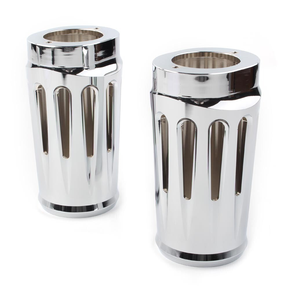 Chrome Fork Boot Slider Cover Cow Bell Fit for Harley Touring Glide Trike86-13 Q