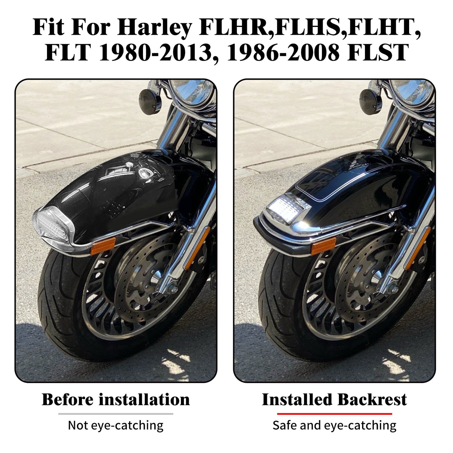 Front Fender w/ Somke Lens Tip LED Light for Harley Electra Road Glide Softail Q
