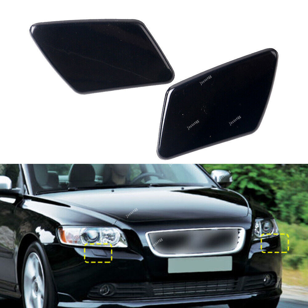 2x Headlight Front Bumper Washer Cover Cap Lid Fit for VOLVO S40 V50 2005-2007