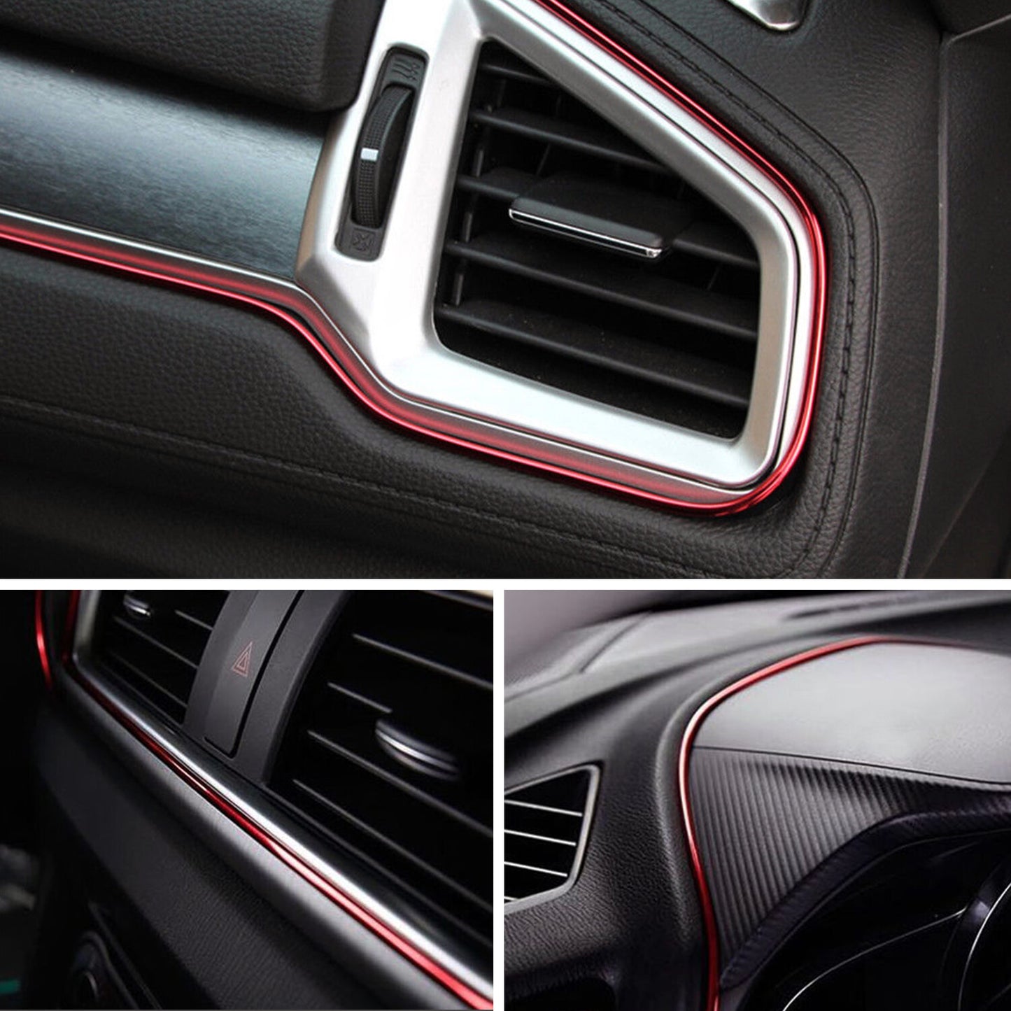 16ft Car Interior Door Gap Edge Line Molding Trim Strip Decorate Red Accessories