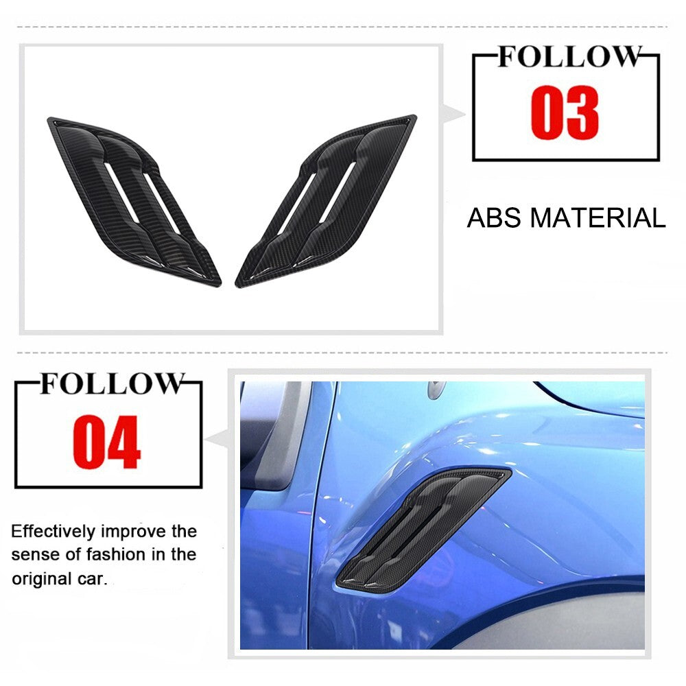 Carbon Fiber Side Fender Air Vent Outlet Cover Panel Trim for Ford F150 2015-20