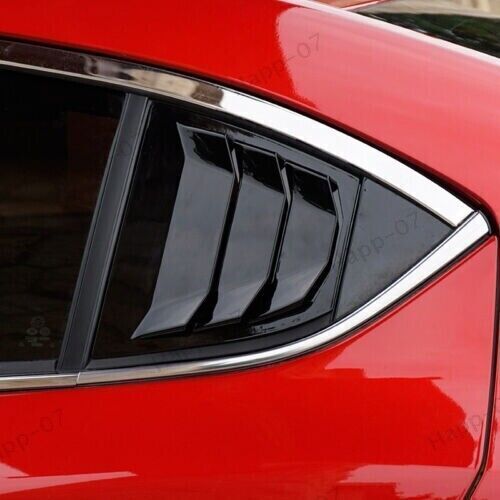 for Mazda 3 Axela 2014-18 Glossy Side Black Rear Window Louvers Shutters Trim 2X