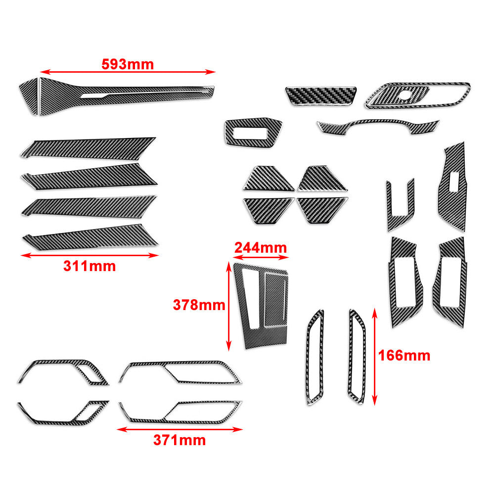 27 Pcs Carbon Fiber Full Set Interior Cover Trim for Audi A6 C8 A7 2019-2022