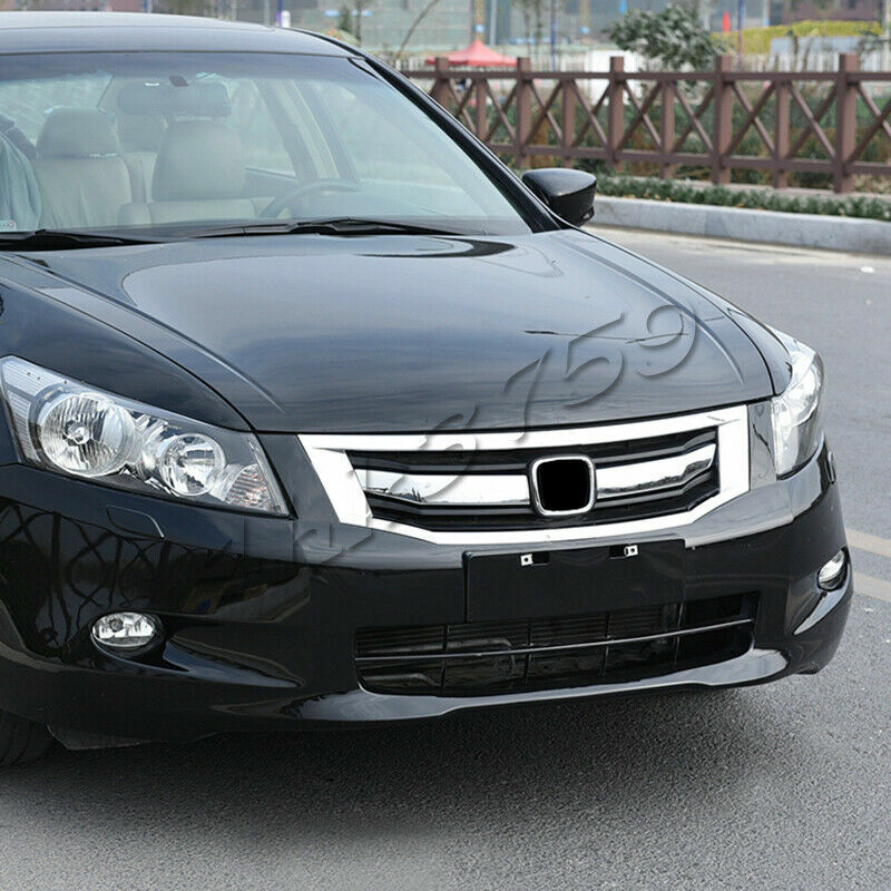 2X Chrome Front Bumper Grill Grill Molding Trim Cover for Honda Accord 2008-2010