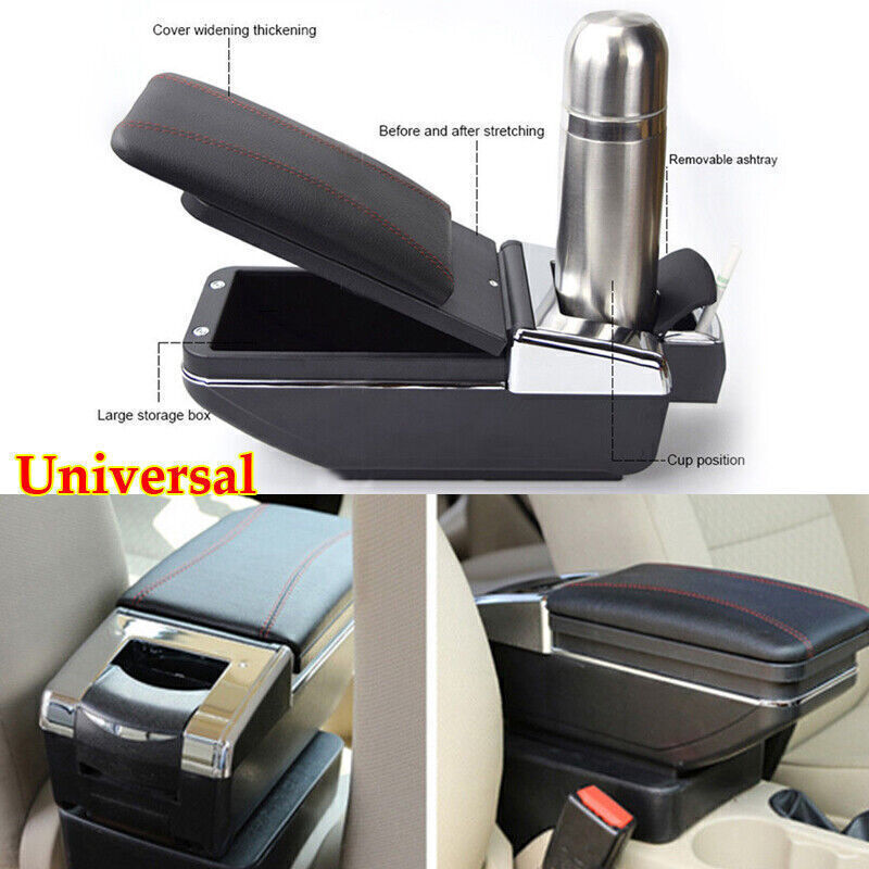 Central container armrest box, polyurethane synthetic leather storage box with cup holder, universal. n
