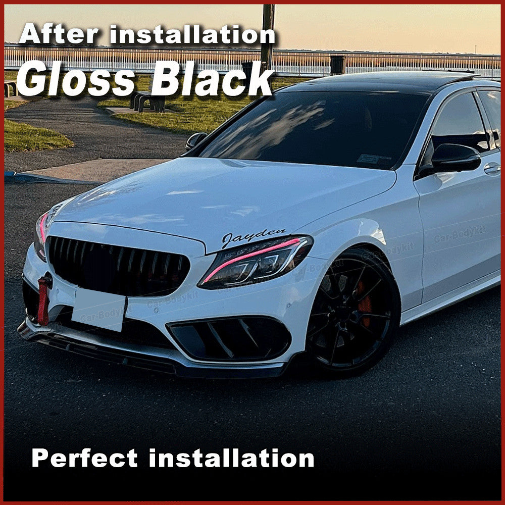 Fit for Mercedes W205 C300 C43 2015-19 Glossy Black Front Bumper Air Vent Cover
