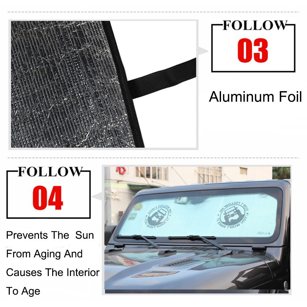 Front Windshield Sunshade Sun Visor Heat Shield for Jeep for Wrangler JL JT 2018-23
