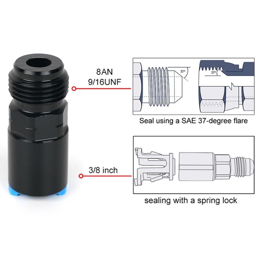 EFI Fitting 8AN Male to 3/8”Hose Quick Connect Fuel Rail Line Fitting Adapter Q