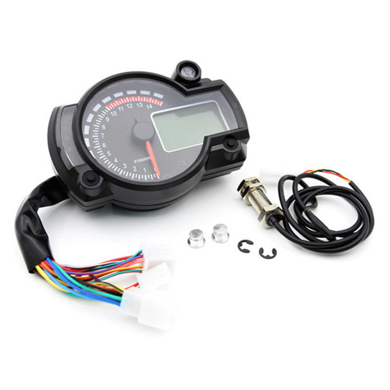 Motorcycle Speedometer 7 Colors LCD Digital Odometer Dashboard Carburetor Meter