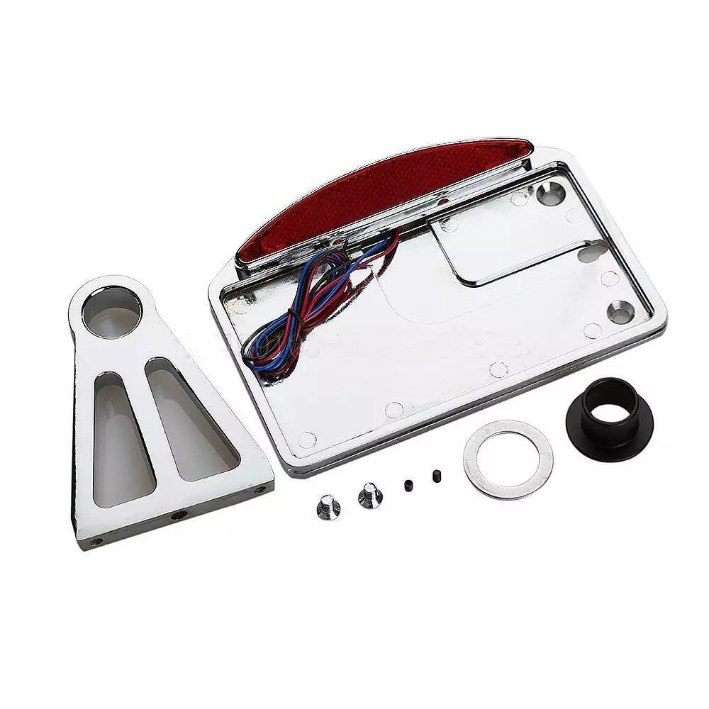 Chrome Side Mount License Plate Bracket Holder Tail Light for Harley Universal