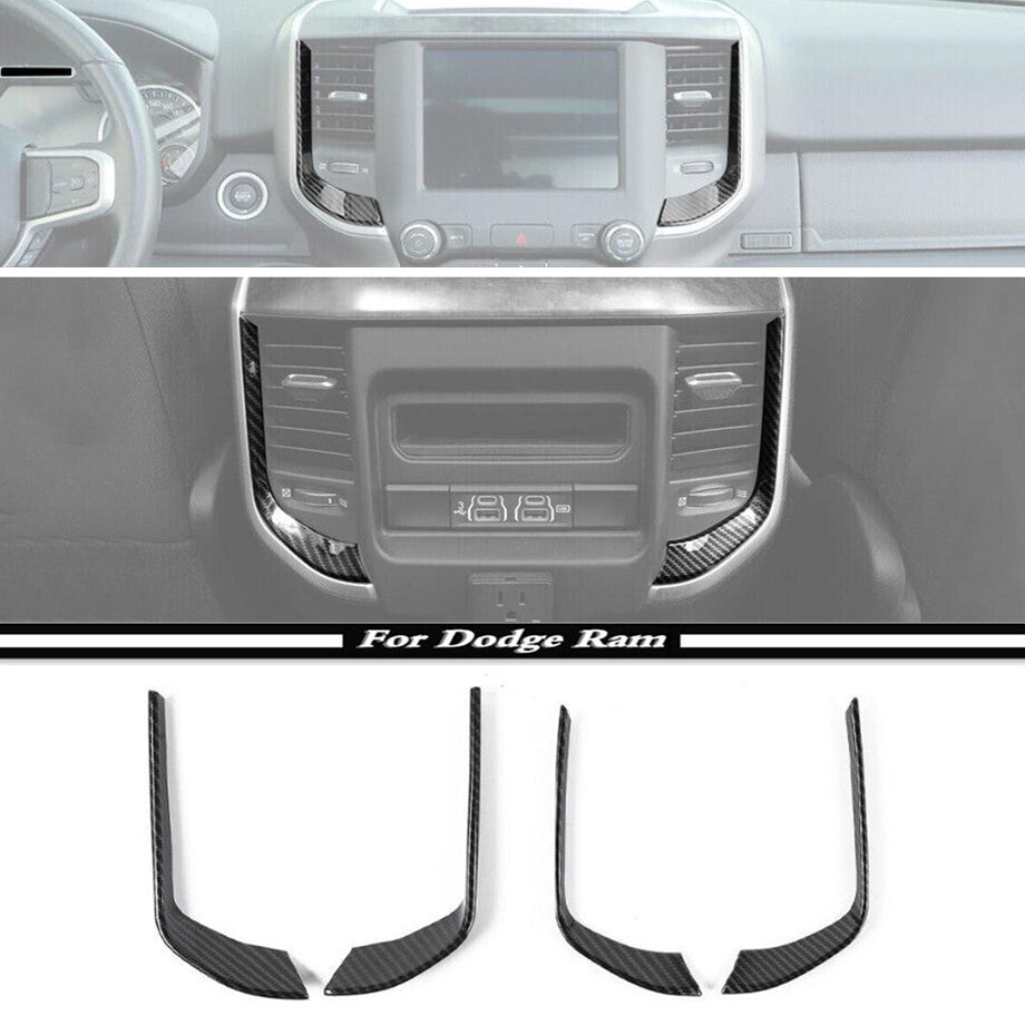 ABS carbon fiber interior front and rear vent socket trim for 2019-2024 for Dodge for RAM 1500