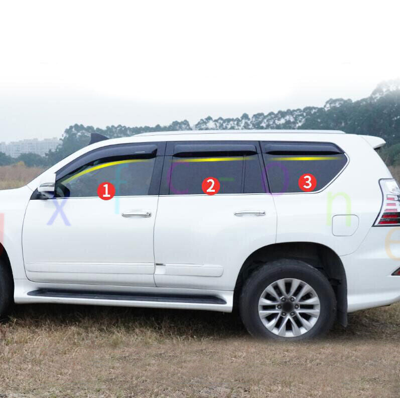 for Lexus 2010-2023 GX460 Black Window Wind Visors Sun Rain Guard Vent Deflector