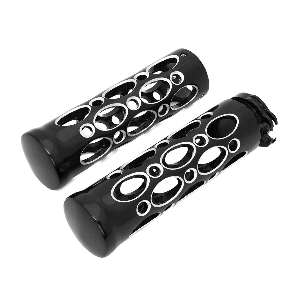 2X Motorcycle 1 25mm Black Hollow-Out Aluminum Handlebar Hand Grips for Harley Q