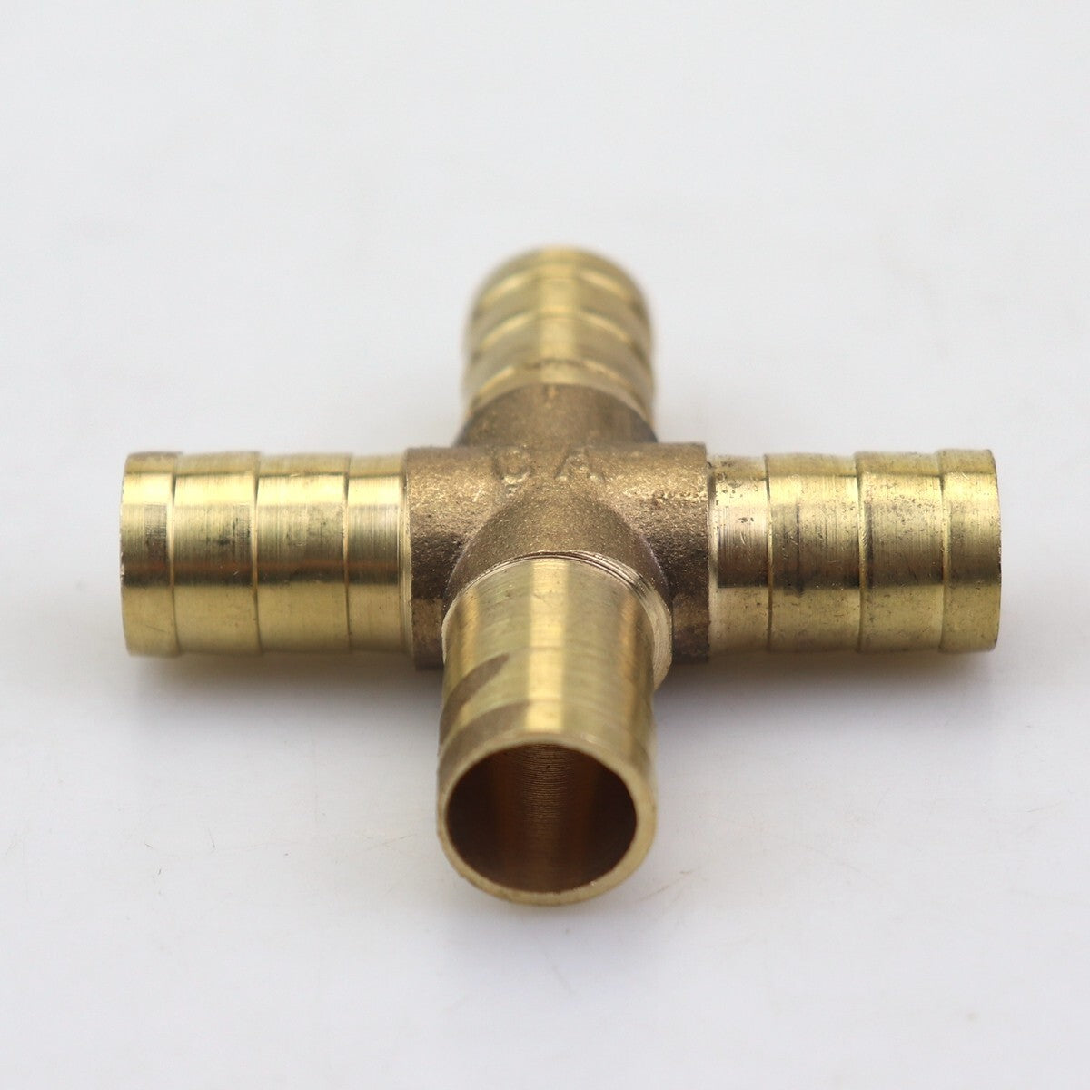 2-Piece Hose Rod 4-Way Cross Brass Fitting Threaded Gas Fuel Water Air 1/2 12mm