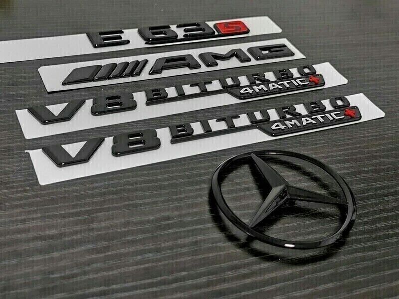 Glossy Black E63S AMG Biturbo 4matic+ Badge with Dry Star Design for W213 E63