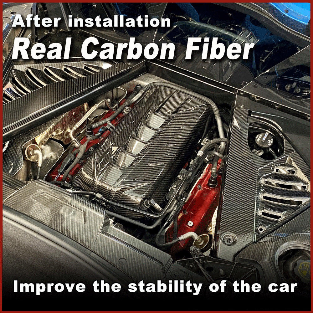 Fit for Chevrolet for Corvette C8 2020-2023 Dry Carbon Fiber Car Engine Cover Trim