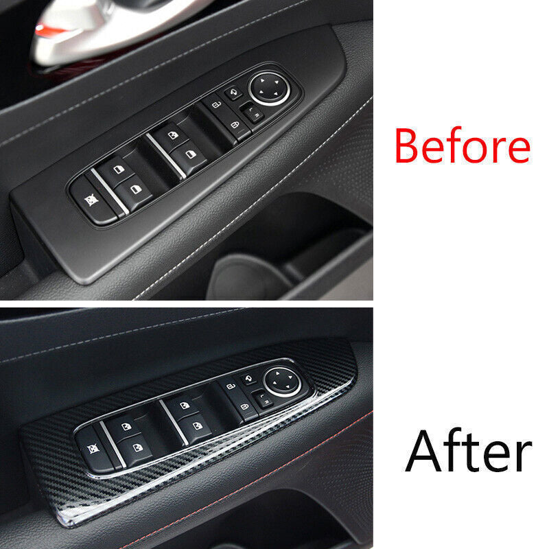 Glass Window Lifting Lock Panel Trim for Kia K3 Forte 2019-22 Steel Carbon Fiber