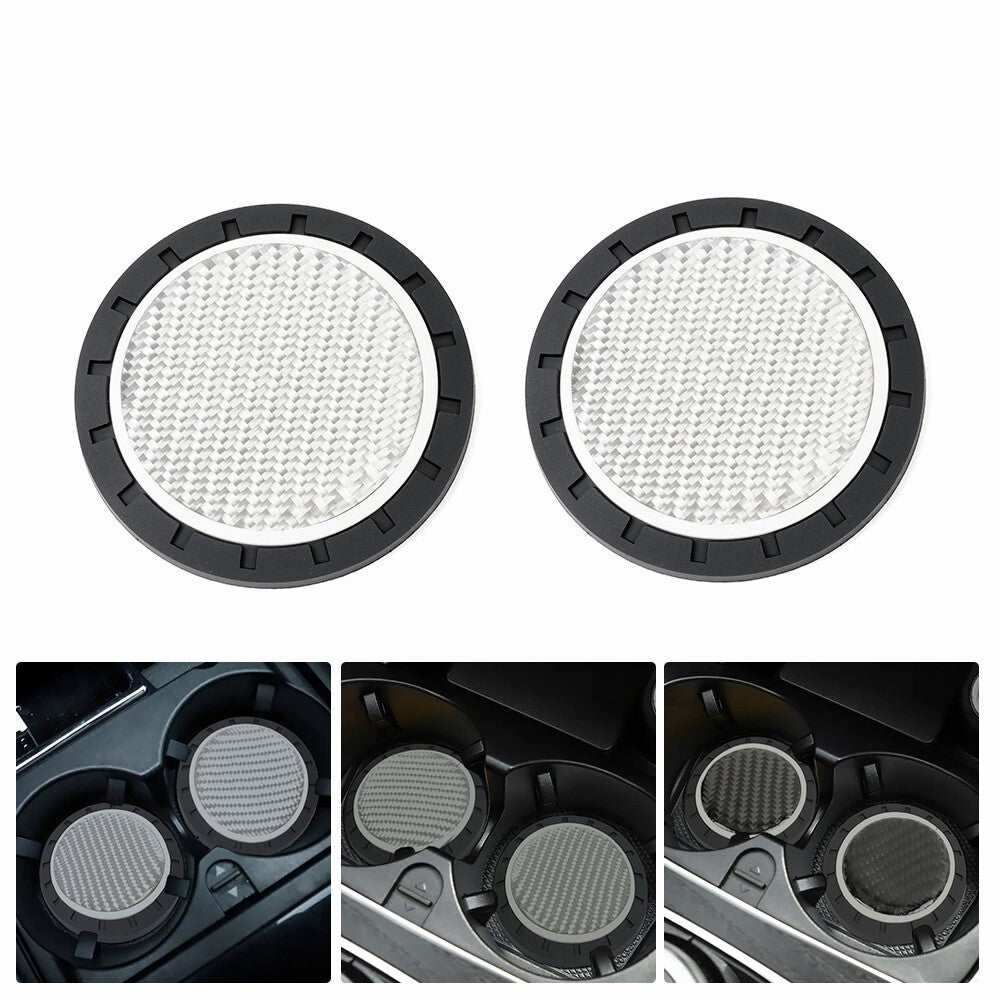 4X Carbon Fiber Cup Holder Pad Water Cup Slot Non-Slip Mat Car Accessories