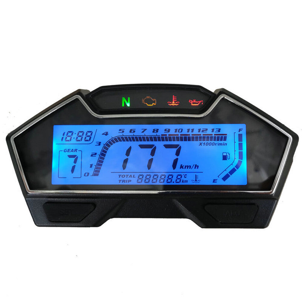 Universal RPM LCD Digital Motorcycle Odometer Speedometer Tachometer Gauge Speed Q