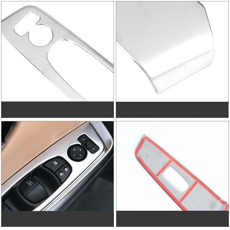 Glass Window Lifting Lock Panel Trim 4 for Nissan Sentra 2020-2022 Silver Steel
