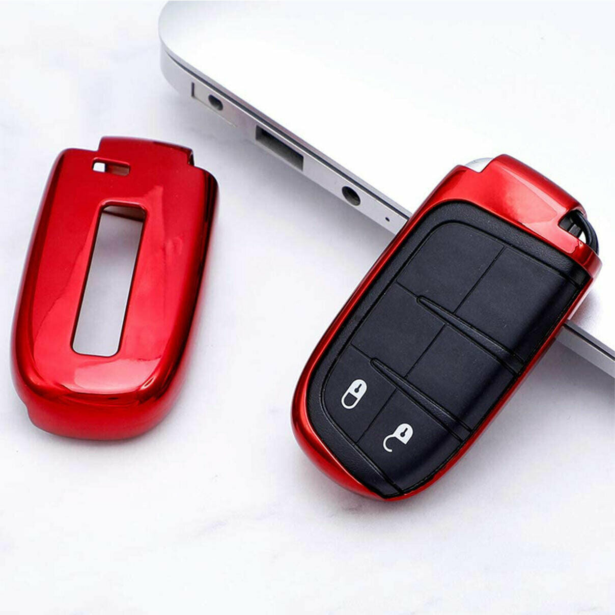 Car Keychain Ring Case for Jeep Grand Cherokee Renegade Compass Red Q