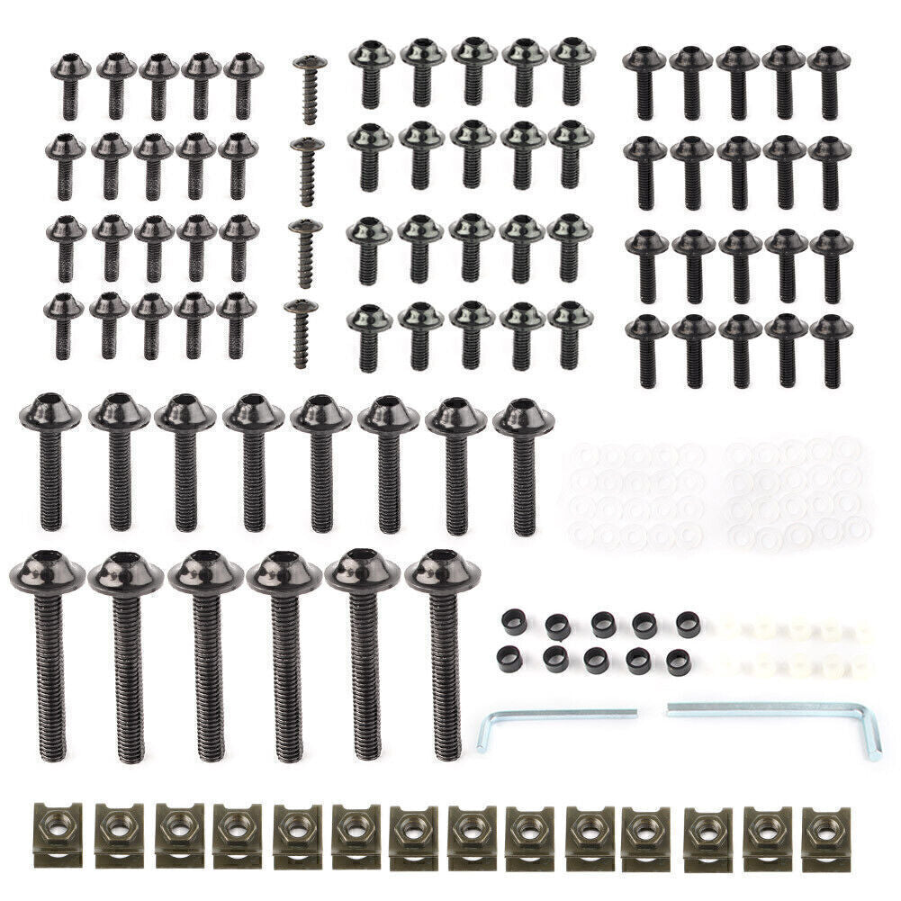 Complete Fairing Bolt Bodywork Screws Nuts Kit Fit for Kawasaki CNC Alloy Black