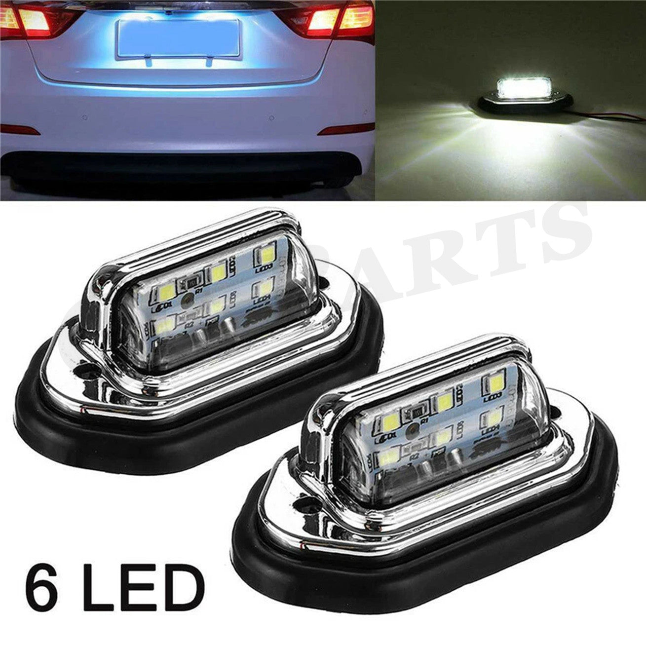 2X 12V/24V Car Signal Taillights, License Plate LED Lights, Accessories - Waterproof