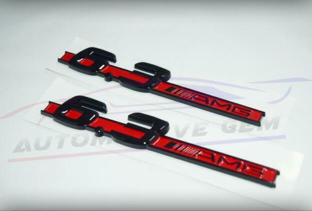 6.3 AMG Emblem Red Black Fender Logo Badge Nameplate for Mercedes C63 E63 S63