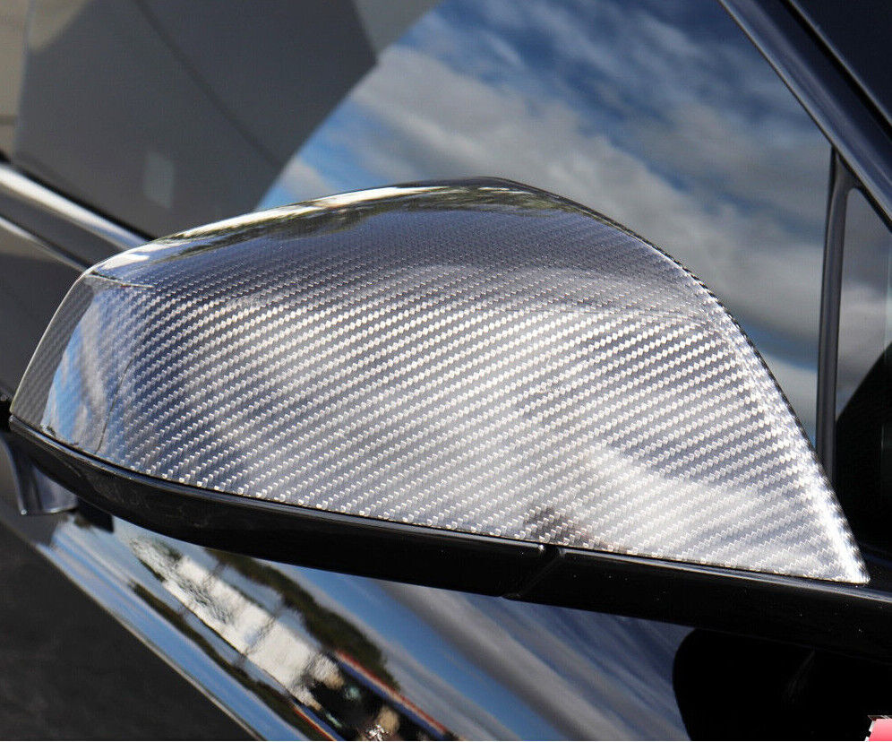 Dry Carbon Fiber Side Wing Mirror Cover Cap Add-On for Tesla for Model S Plaid 2021+