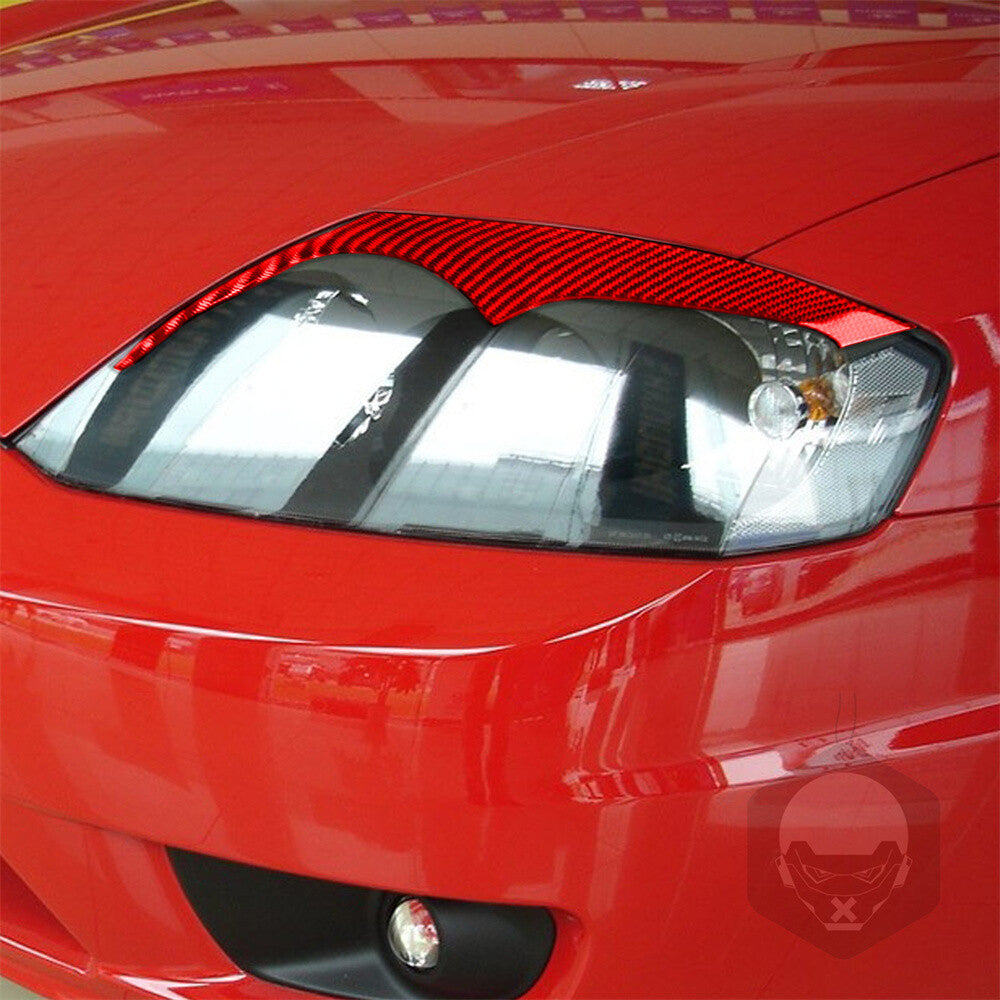 Red Carbon Fiber Headlight Eyelid Eyebrow Trim for Hyundai Tiburon Coupe 2003-06