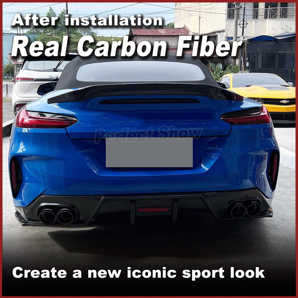 Fit for BMW Z4 G29 M40i 2019-24 Real Carbon Fiber Rear Bumper Lip Diffuser W/LED