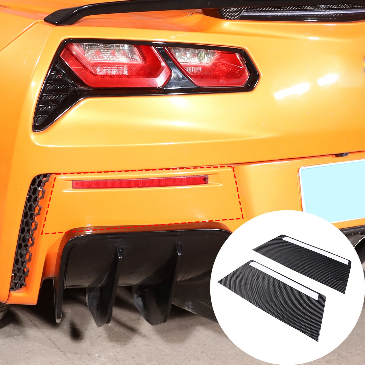 for Corvette C7 2014 - 19 Tail Light Grille Trim Trim Carbon Fiber Red 10 pcs- v