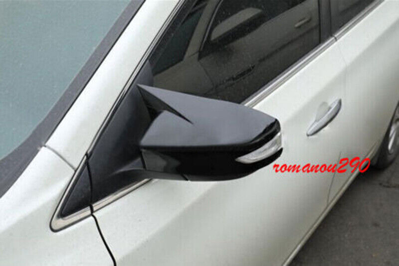 for Nissan Altima 2013-18 Glossy Black OX Horn Side Rear View Mirror Cover Trim