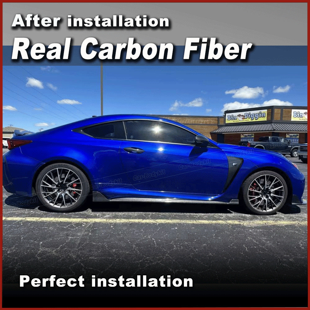 for Lexus RC F Coupe 15-18 REAL CARBON Side Skirt Extension Lip Spoiler BODYKIT