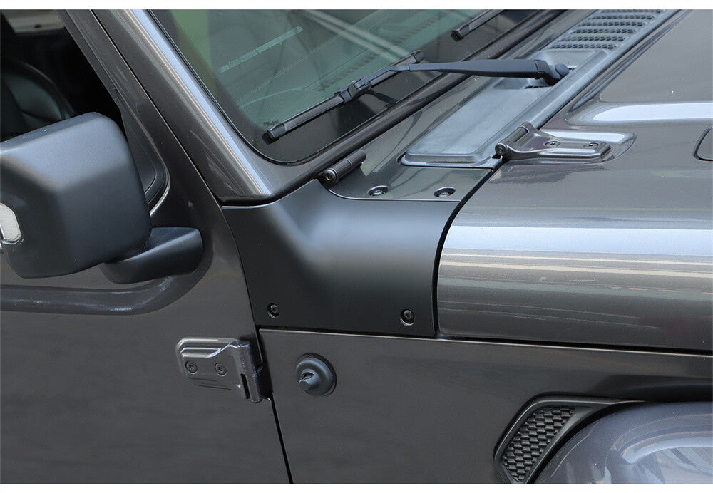 Matte Black ABS Engine Hood Wrap Angle Corner Trim for Jeep for Wrangler JL JT 2018+