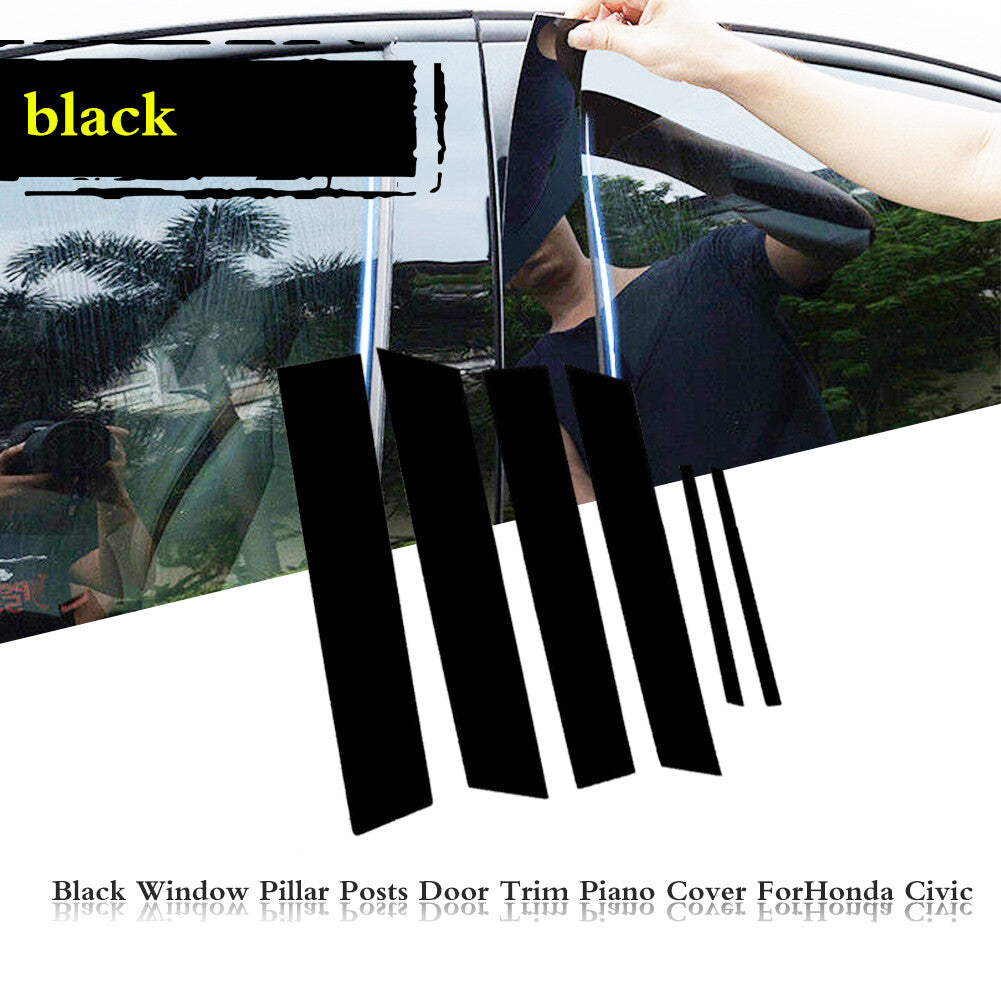 Black molded pillar trim kit for 2006-2011 for Honda for Civic 4-door models.