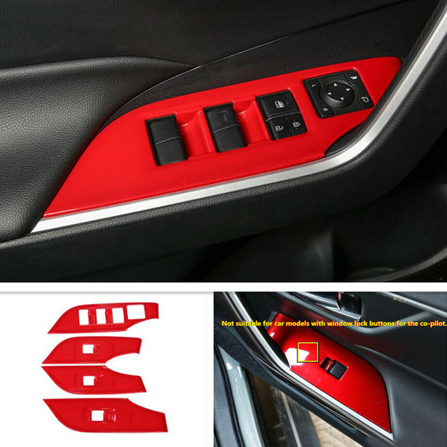 Suitable for 2019-2021 for Toyota RAV4 4-piece ABS red door and window switch panel cover trim