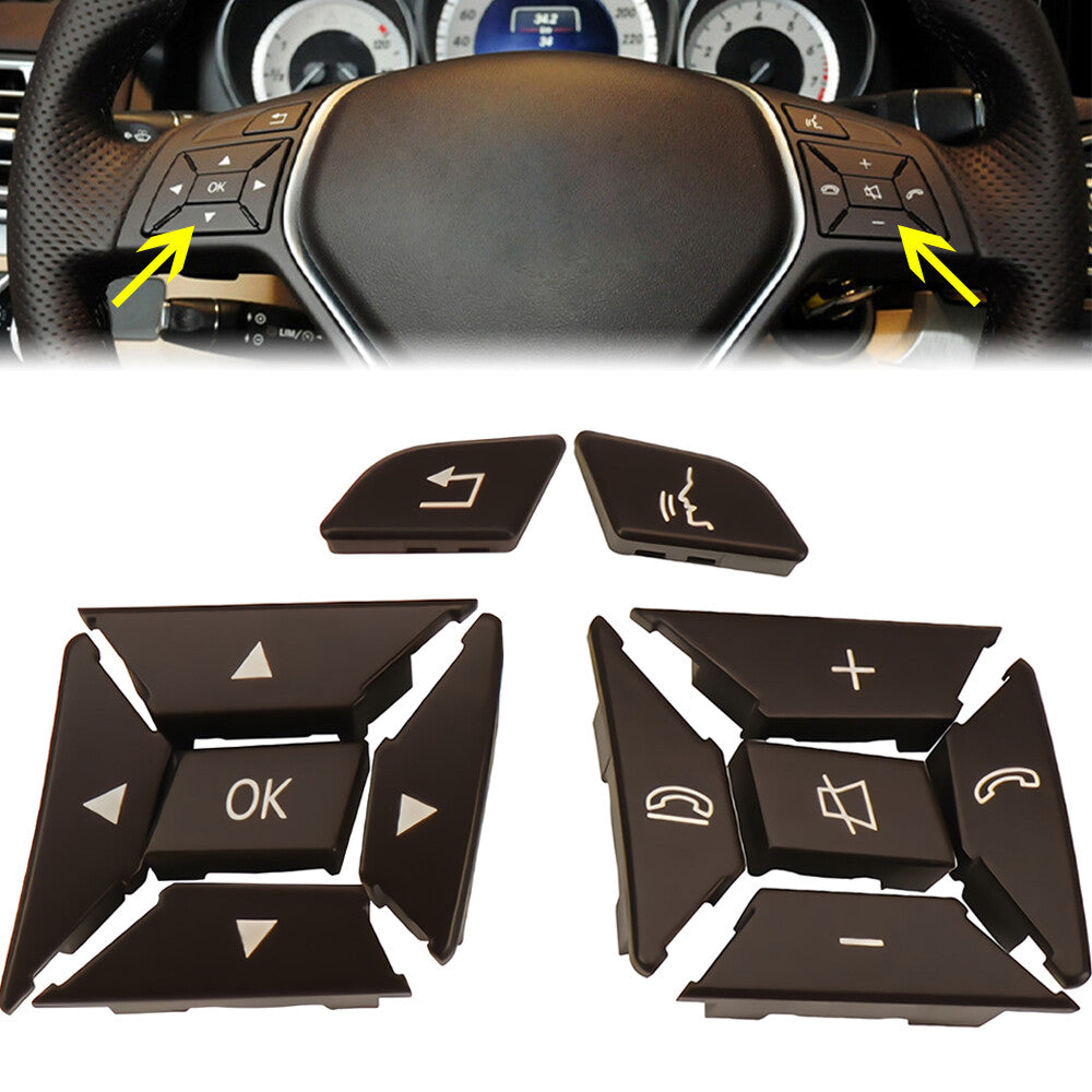 Steering Wheel Control Button Cover Cap LHRH for Mercedes-Benz W204 W212 Brown