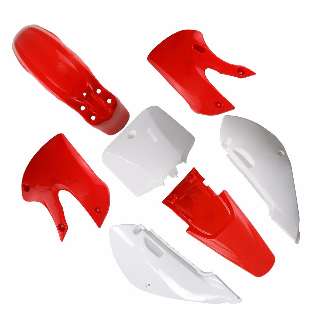 Red plastic fairing kit with for seat for Kawasaki KLX110, KX65, DRZ110 Dirt Pit bicycles