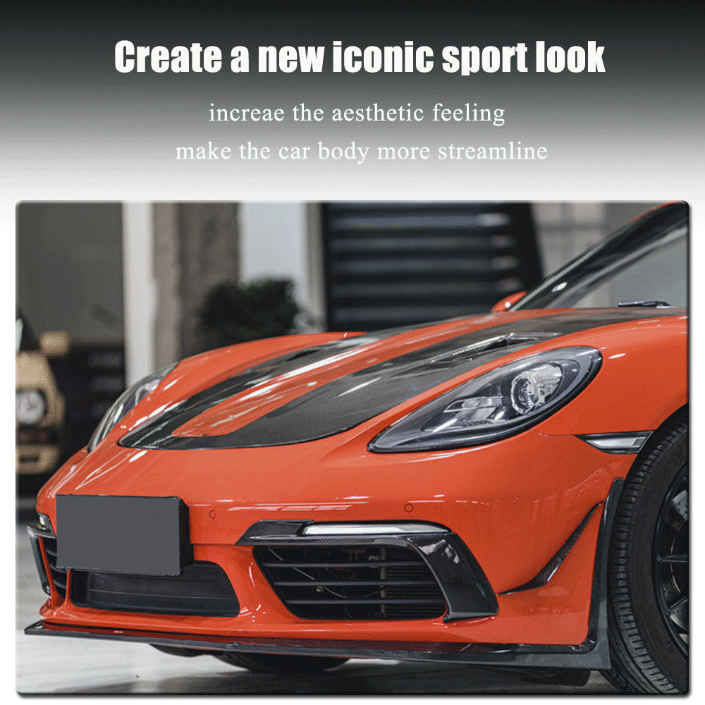for Porsche 718 Cayman 982 DRY CARBON Front Bumper Splitter Canards Fins