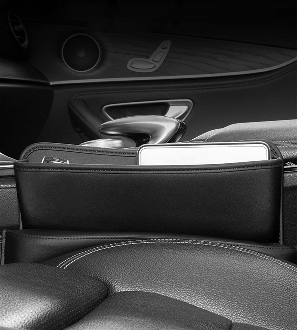 Car for Seat Storage Box Gap Filler Organizer Pocket PU Leather Interior For Phone Q