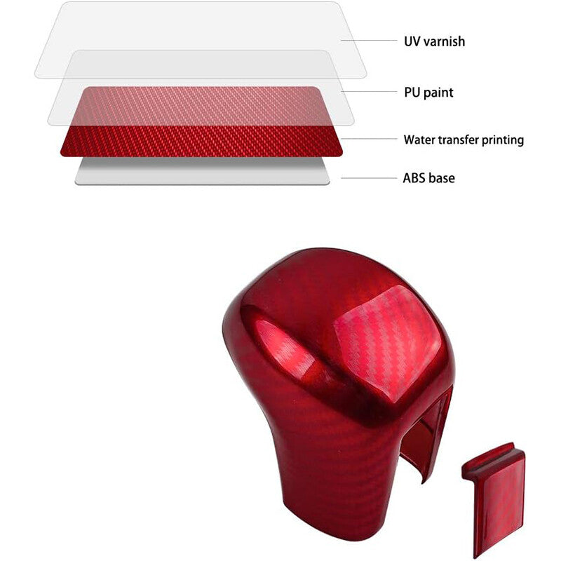 Red Carbon Fiber Interior Gear Shift Knob Head Cover Trim for Honda for Civic 2016-2021